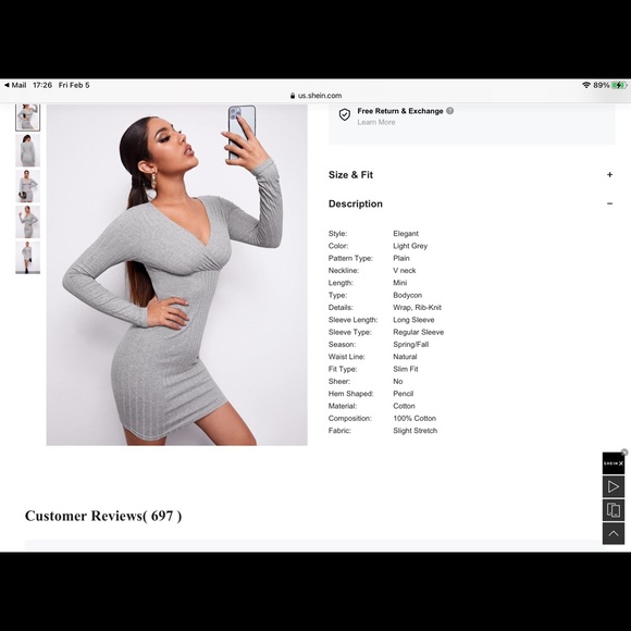 SHEIN Ribbed Bodycon Dress - Picture 2 of 9